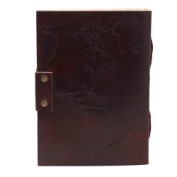 Leather Notebook World Map (7x5")