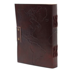 Leather Notebook World Map (7x5")