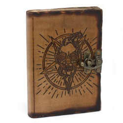 Pentagon Leather and Skull Notebook Burnt Pages (7x5")