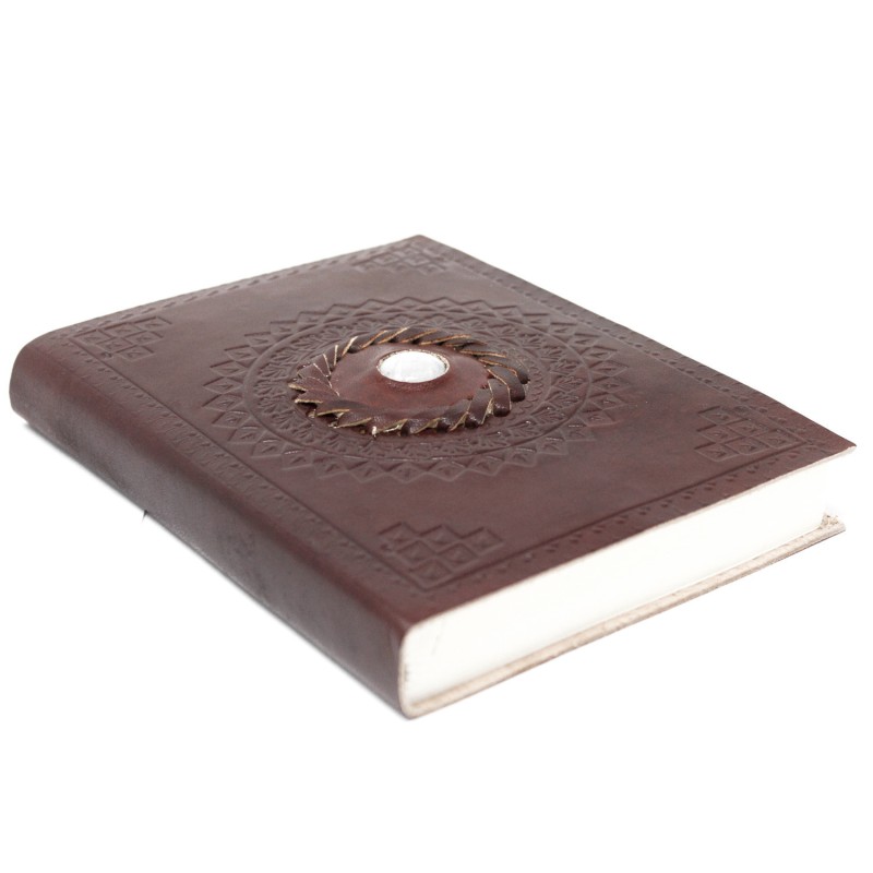 Moonstone Leather Notebook (7x5")-LEATHER NOTEBOOKS AND JOURNAL-HOSTENATURA