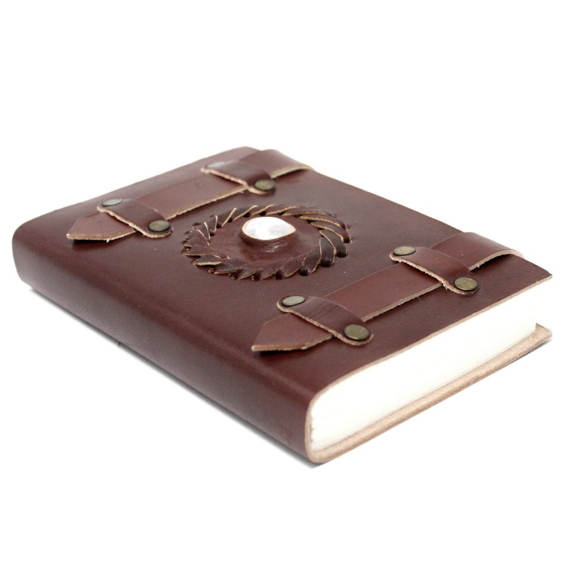 Carnet en cuir Moon’s Eye avec bretelles (6x4")-CARNETS ET AGENDA EN CUIR-HOSTENATURA