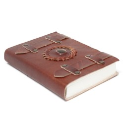 Tiger's Eye Leather Notebook with Straps (6x4")