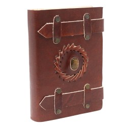 Tiger's Eye Leather Notebook with Straps (6x4")