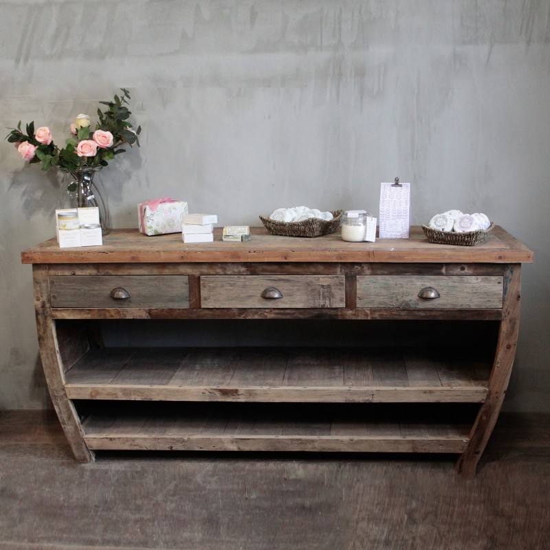 Recycled wood central table - 180x60x80cm-BALI WOOD FURNITURE-HOSTENATURA