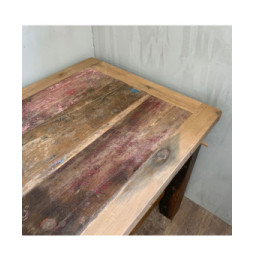 Mesa de comedor / exhibición de madera de teca reciclada 1.8m
