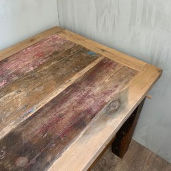 Mesa de comedor/expositor de madeira de teca reciclada 1.8m