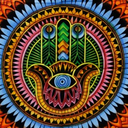 Arte de parede de algodón - Hamsa - 78x112cm