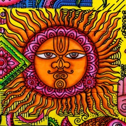 Arte de parede de algodón - Sun