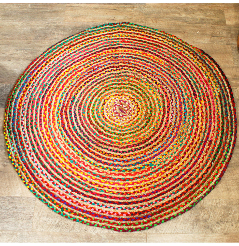Alfombra Redonda de Yute y Algodón Reciclado - 150 cm