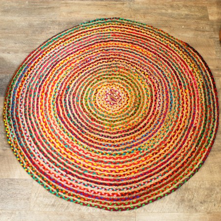 Alfombra Redonda de Yute y Algodón Reciclado 150 cm - Hecho a mano en India