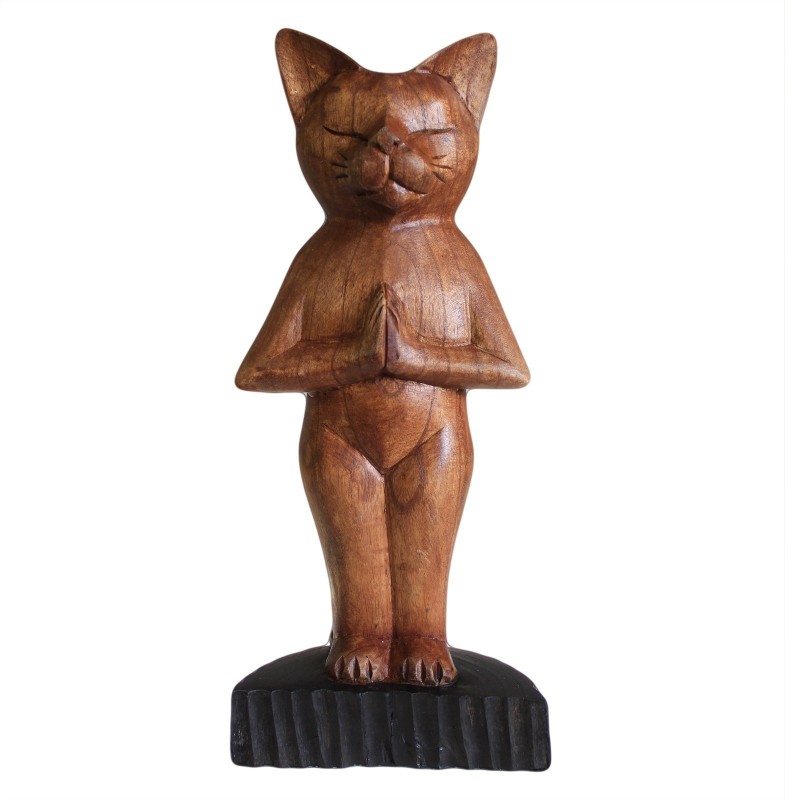 Chat de yoga sculpté à la main - Debout - 31x13.5x6cm-CHATS DE YOGA SCULPTÉS À LA MAIN-HOSTENATURA