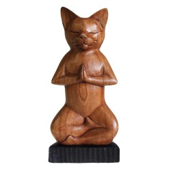 Gato de Yoga Esculpido à Mão - Lótus - 31x13,5x6cm