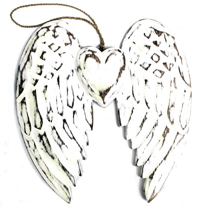 Handmade double angel wing and heart - 24cm-HANDMADE ANGEL WINGS-HOSTENATURA