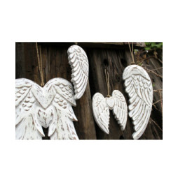 Ala de ángel doble hecha a mano y corazón - 24cm