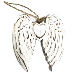 Double angel wings and handmade heart - 15cm