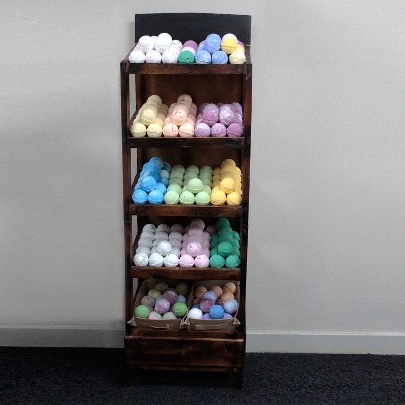 Bath Bomb 5 Shelf Display - Brown-WOODEN DISPLAYS AND EXHIBITORS-HOSTENATURA