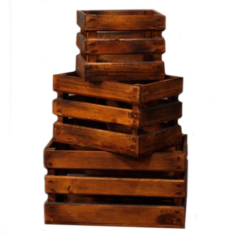 Fruit box set of 3 - Brown-WOODEN DISPLAYS AND EXHIBITORS-HOSTENATURA