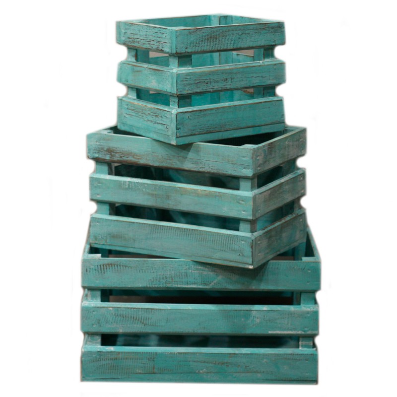 Fruit box set of 3 - Green-WOODEN DISPLAYS AND EXHIBITORS-HOSTENATURA