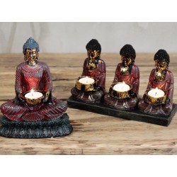 Ancient Buddha - Three Devotees Candle Holder