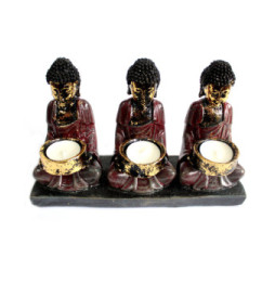 Buda antiguo - sostenedor de vela de tres devotos