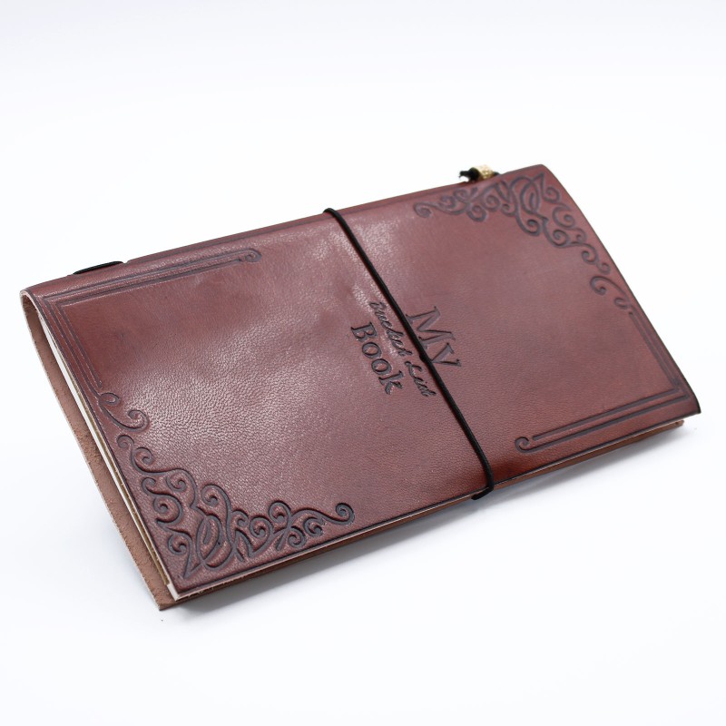 Leather Journal - My Bucket List Book - Brown (80 pages)-LEATHER NOTEBOOKS AND JOURNAL-HOSTENATURA