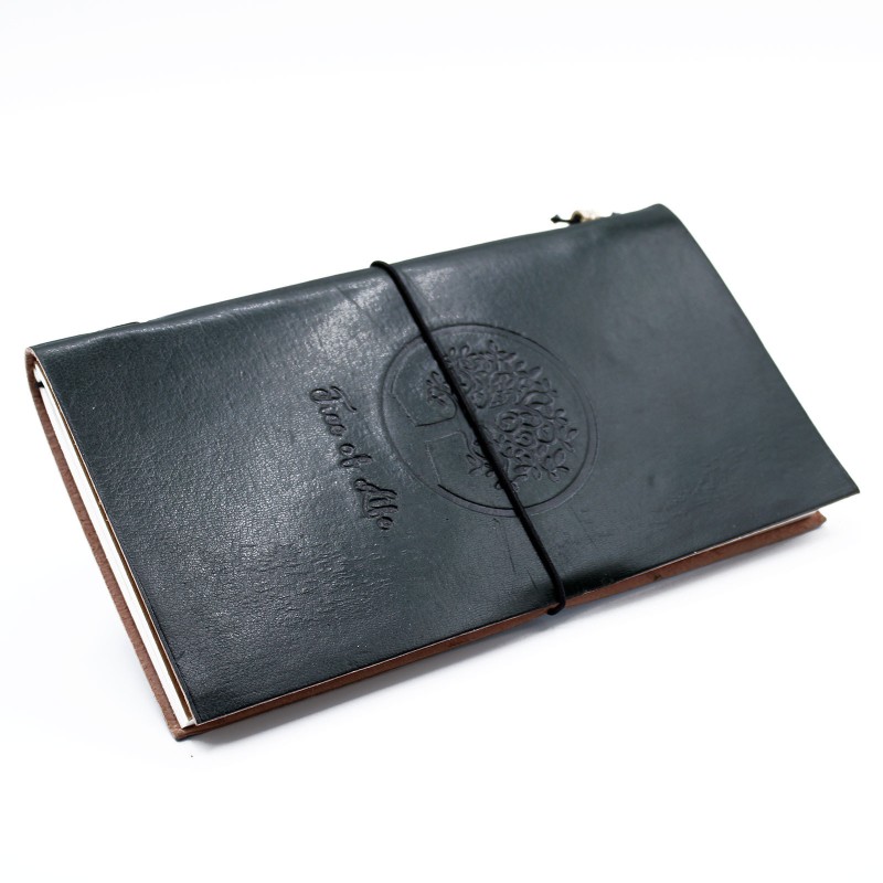 Leather Journal - Tree of Life - Green (80 pages)-LEATHER NOTEBOOKS AND JOURNAL-HOSTENATURA