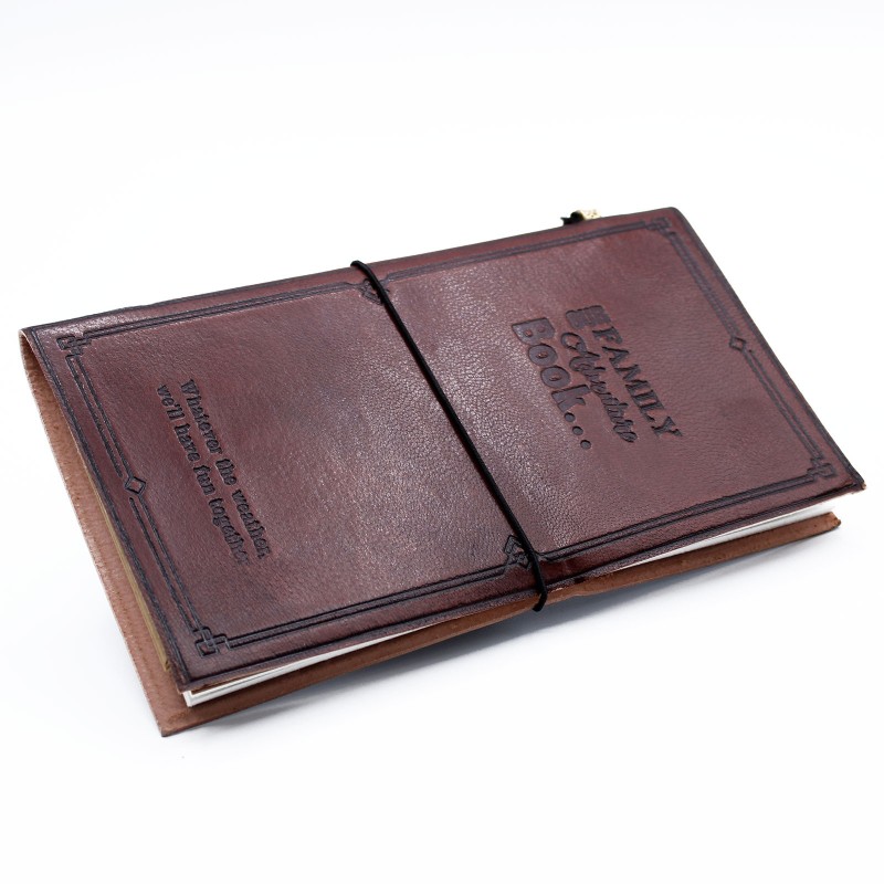 Leather Diary - Our Family Adventure Book - Brown (80 pages)-LEATHER NOTEBOOKS AND JOURNAL-HOSTENATURA