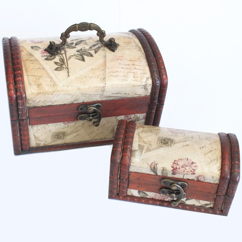 Sets of 2 Colonial Boxes - Rose Design-VINTAGE STYLE BOXES-HOSTENATURA