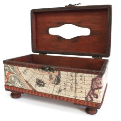 Antique Map of Handkerchief Box with Paws