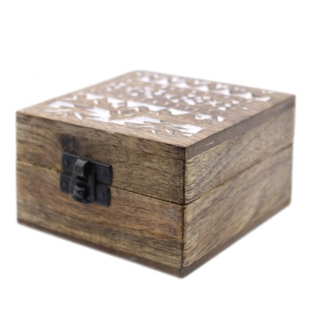 White Wooden Box - 4x4 Pillbox Slavic Design