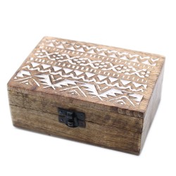 White Wooden Box - 6x4 Pillbox Slavic Design