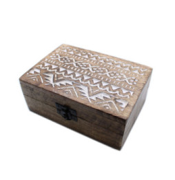 Caja de Madera Blanca - 6x4 Pastillero Diseño Eslavo
