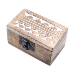 Weiße Holzkiste - 3x1,5 Aztec Design Pillbox