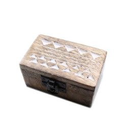 Caja de Madera Blanca - 3x1.5 Pastillero Diseño Azteca