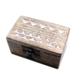 Weiße Holzkiste - 3x1,5 Aztec Design Pillbox