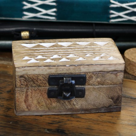 Weiße Holzkiste - 3x1,5 Aztec Design Pillbox