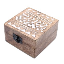 Scatola di legno bianca - Design azteco 4x4