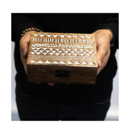 Caja de Madera Blanca - 6x4 Aztec Design