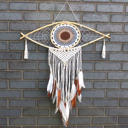 Dream Catcher - Lrg Macramé Eye Wit / Grijs / Bruin