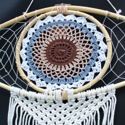 Dream Catcher - Lrg Macramé Eye Wit / Grijs / Bruin