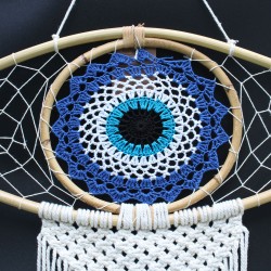 Acchiappasogni - Lrg Macramé Evil Eye Blu / Bianco / Nero - 70x1x23cm