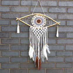 Dream Catcher - Med Macrame Begi Zuria / Grisa / Marroia