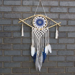 Dream Catcher - Med Macrame Begi Zuria / Urdina / Grisa