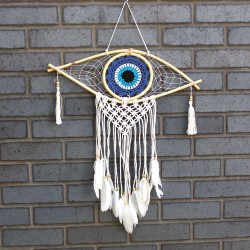 Łapacz snów - Med Macramé Evil Eye Niebieski / Biały / Czarny