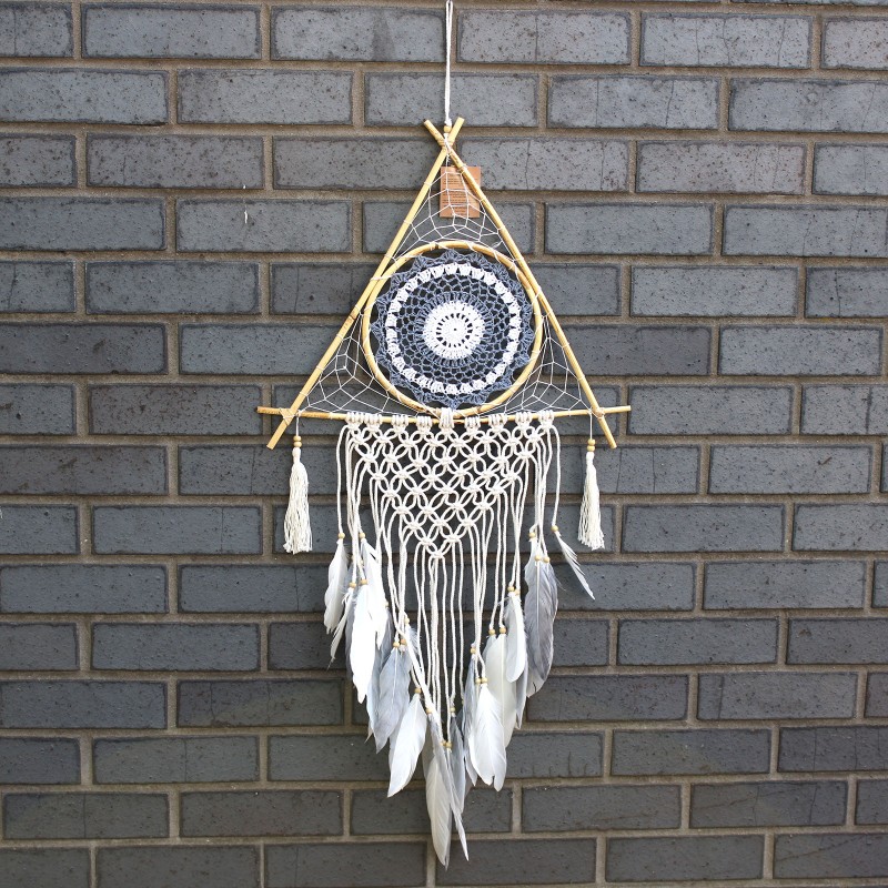 Dream Catcher - Lrg Macrame Piramide Alb / Gri-BALI DREAM CATCHER-HOSTENATURA