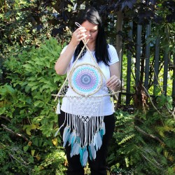 Dream Catcher - Lrg Macrame Piramide Wit/Turquoise