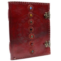 Riesiges 7 Chakra Leder Buch - 10x13 (200 Seiten)