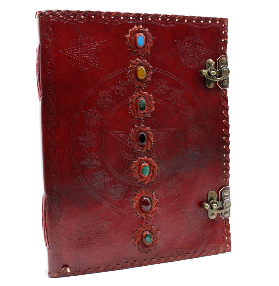 Huge 7 Chakra Leather Book - 10x13 (200 pages)