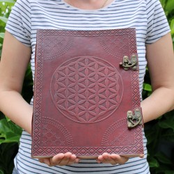 Enorm Flower of Life lederen boek 10x13 (200 pagina's)