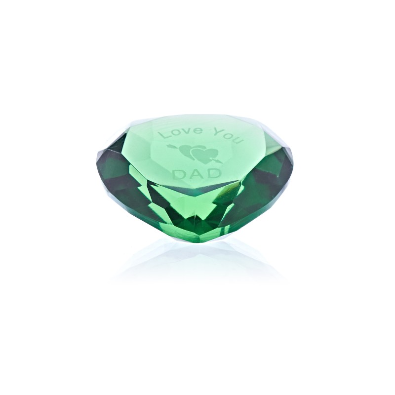 Diamante verde 50mm CUORE + TI AMO PAPÀ-FIGURE DI CRISTALLO-HOSTENATURA